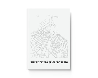 Reykjavík, Iceland Scandinavian Map Design Hard Backed Journal