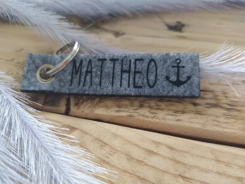 Personalized Keychain anchor Maritime children gift with name image 1