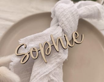 Platzkarte Hochzeit aus Holz – Namensschild Gastgeschenk – Tischdeko, Taufe, Kommunion, Konfirmation, Feier Tischkarte personalisiert