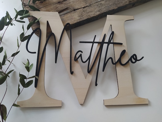 Namensschild Kinderzimmer personalisiert 20cm hoch | Türschild |  Holzschild personalisiert | Wanddekoration | Schriftzug, Türschild