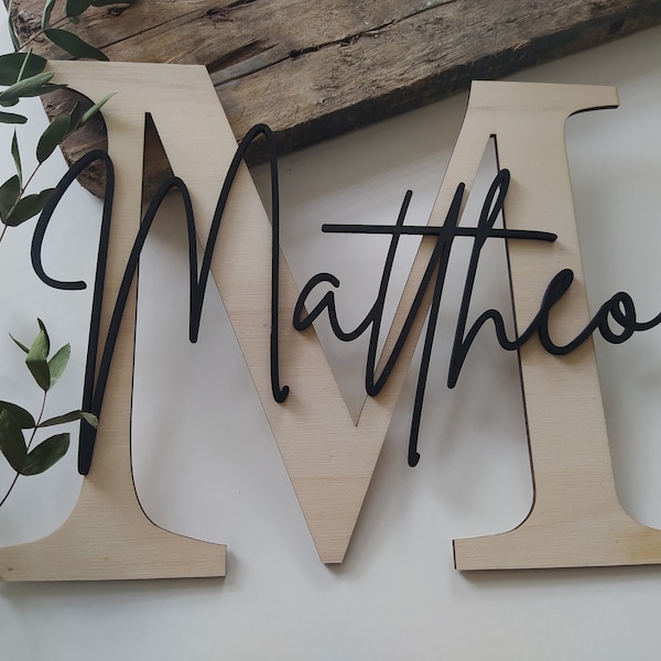 Naambordje kinderkamer | Deurbord | Houten bord gepersonaliseerd | Wanddecoratie | belettering