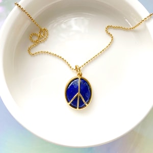 Large Lapis Peace Chain Necklace