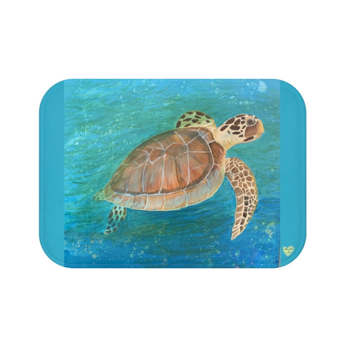 Sea Turtle Anti Slip Microfiber Bath Mat Original Artwork Etsy