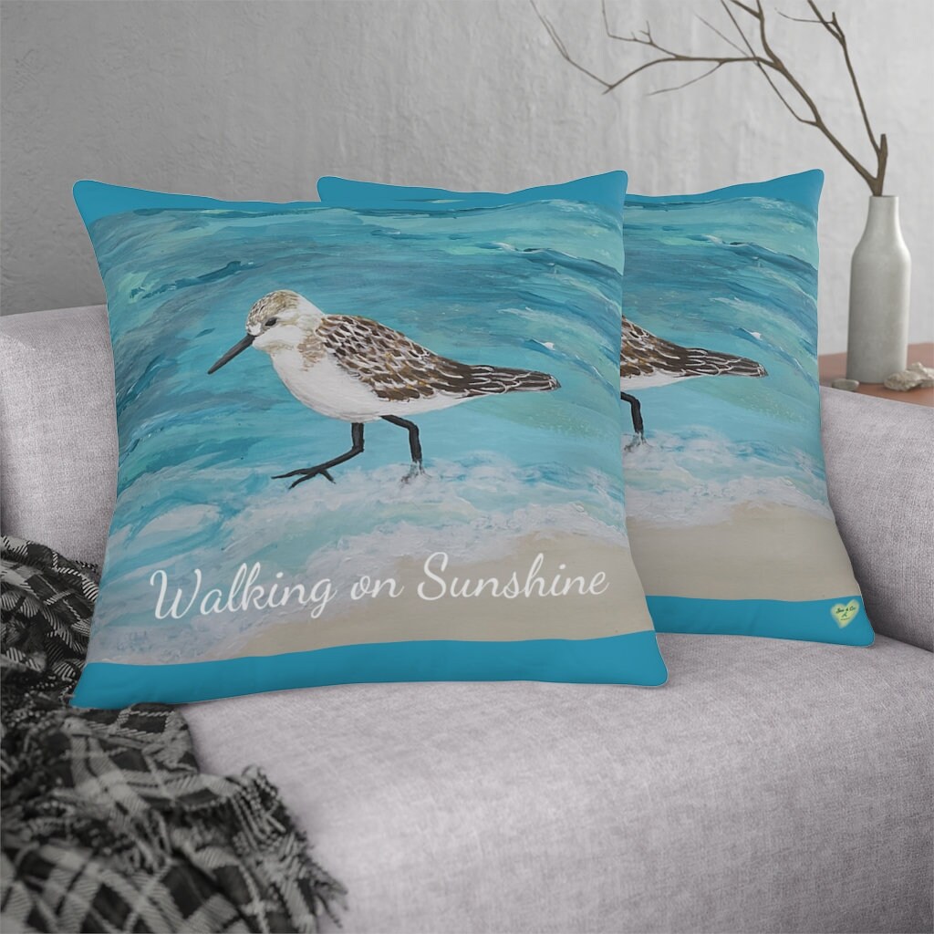 BRAND NEW Sandpipers Seabirds Water Pond Feeding Cotton 16" Pillow Cushion Cover 