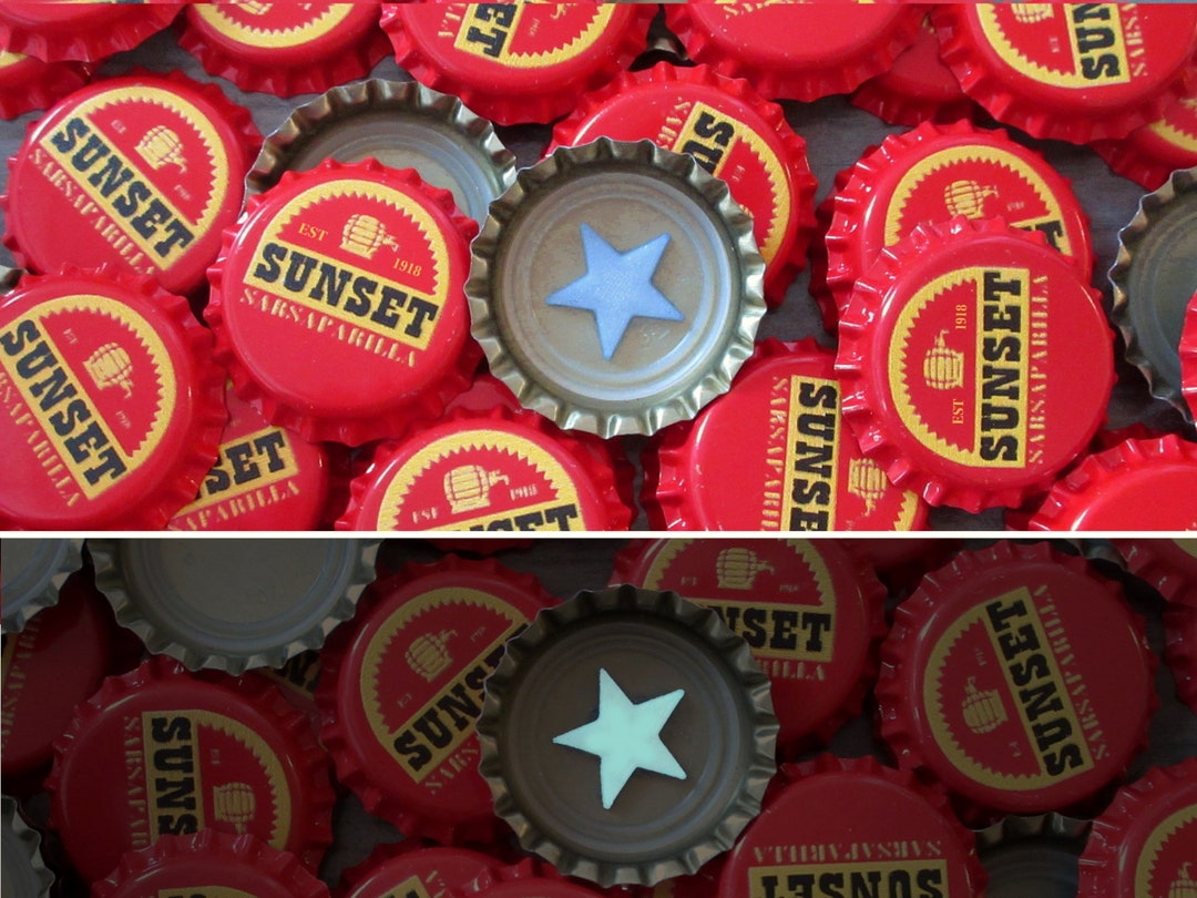 Sunset Sarsaparilla Star Bottle Cap Glow in the Dark Etsy