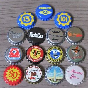 Fallout Bottle Caps - Red Rocket - Dead Redcoat Ale - Super Duper Mart - Vault-Tec - Slocum's Joe - Mass Fusion - Robco