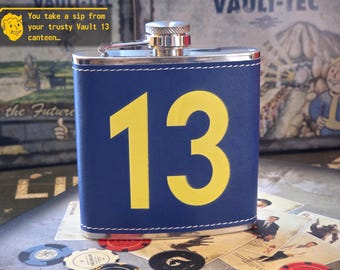 Trusty Vault 13 Canteen - 6oz Stainless Steel Flask - Fallout 2 New Vegas inspired