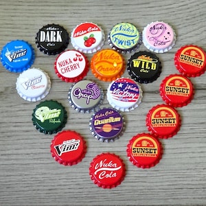 Nuka-Cola - Vim - Sunset Sarsaparilla Bottle Caps - Quantum Victory Quartz Captain&#39;s Blend - Fallout 4 Nuka World inspired