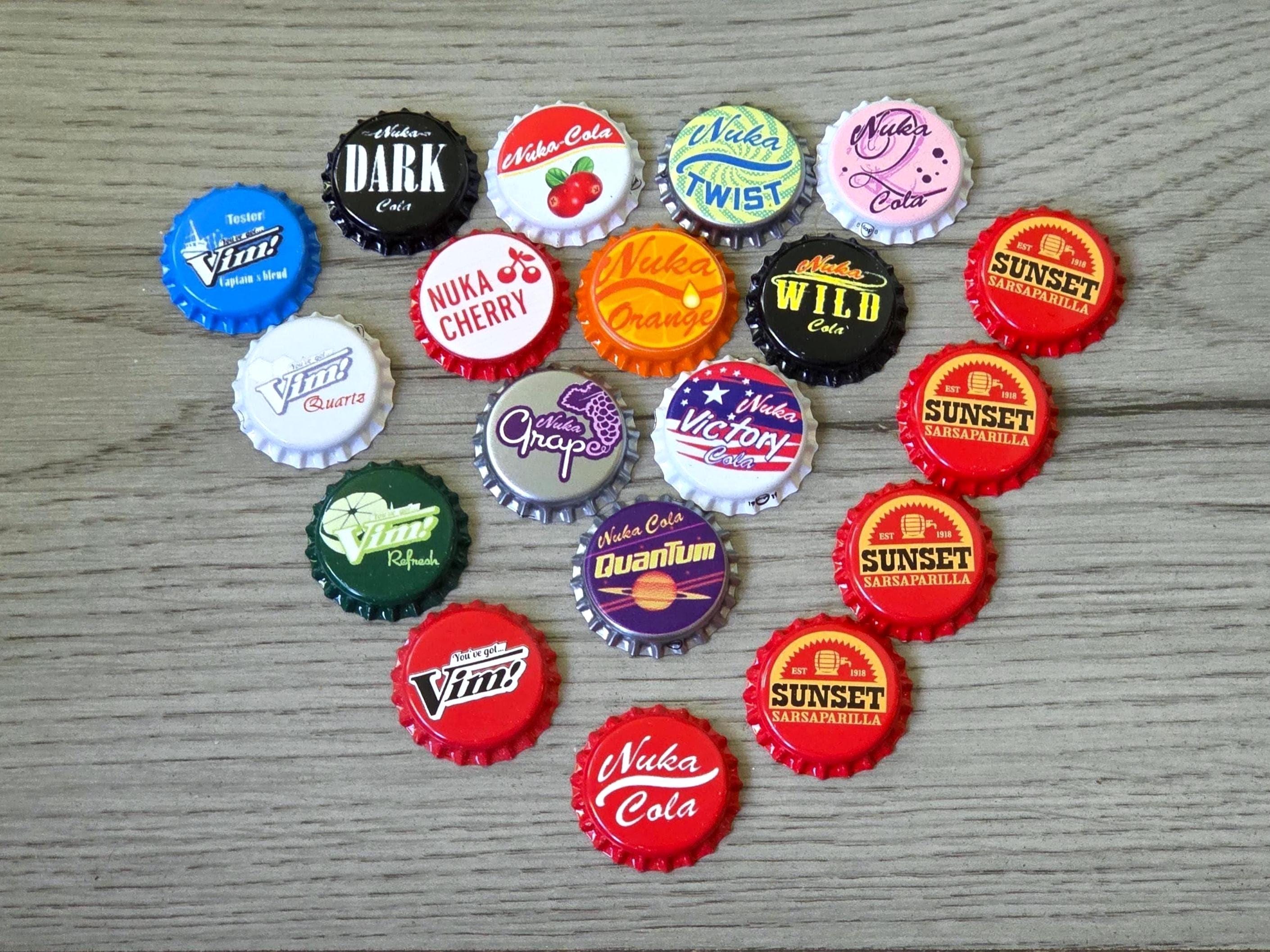 Nuka-Cola - Vim - Sunset Sarsaparilla Kronkorken - Quantum Victory Quartz Captain's Blend - Fallout 4 Nuka World inspiriert