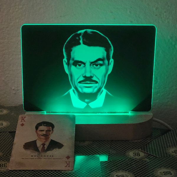 Veilleuse LED Mr. House - Inspiration Fallout New Vegas - Lampe 3D en acrylique