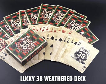 Lucky 38 Weathered Deck of Playing Cards - Caravan Fallout New Vegas inspired Mr House