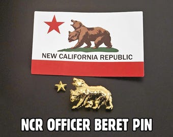 NCR Officer Beret Pins - Bear and Star - Fallout New Vegas inspired