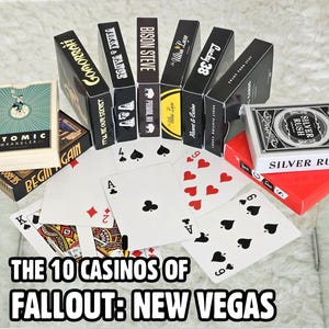 Zestaw kart do gry New Vegas - wszystkie 10 kasyn, pełny zestaw talii - projekty edycji kolekcjonerskiej - inspirowane Falloutem