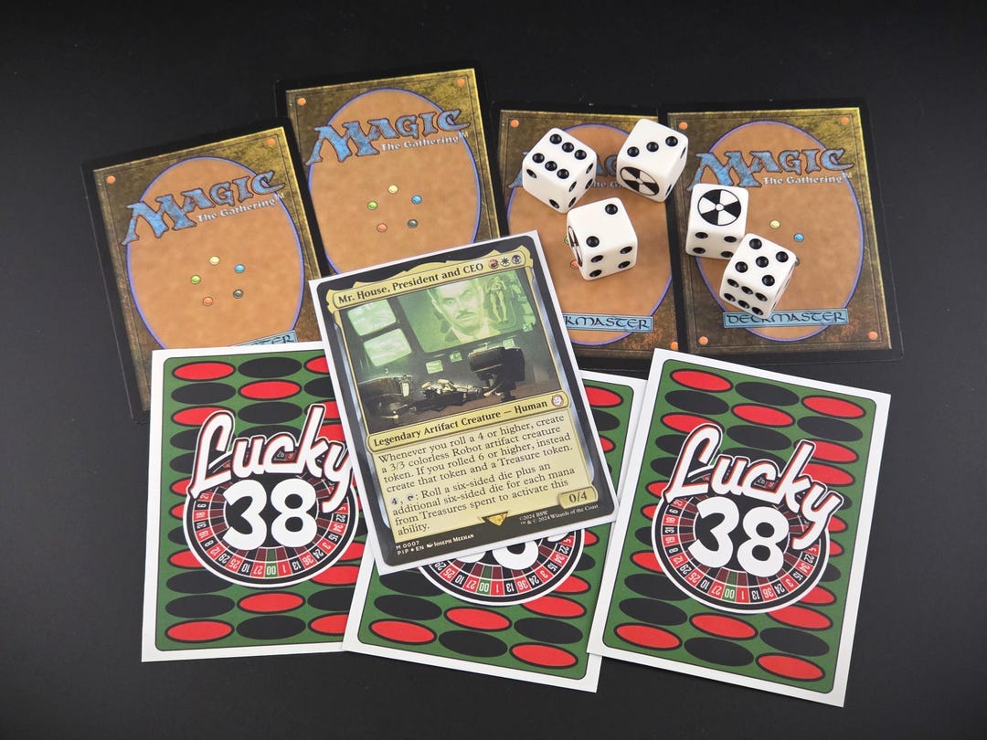 Lucky 38 MTG Card Sleeves - Magic the Gathering Fallout New Vegas Inspired Commander Deck - Etsy Lucky 38 MTG Card Sleeves - Magic the Gathering Fallout New Vegas Inspired Commander Deck - Etsy