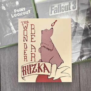 Carte postale Ruzka l'ours merveilleux - inspirée de Fallout 3 Point Lookout