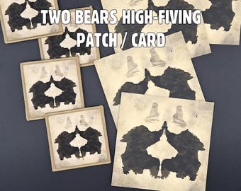 Two Bears High-Fiving Patch/Card- Doc Mitchell&#39;s Rorschach Test - Fallout New Vegas inspired