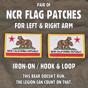 Left & Right NCR Flag Patches - Embroidered - Fallout New Vegas inspired New California Republic Trooper Cosplay