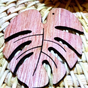 Wood Monstera Charm/Connector/Finding/Component/Link/Pendant