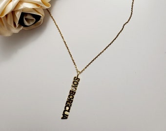 Puerto Rican Saying Soy Boricua Puerto Rico Gold Plated Necklace