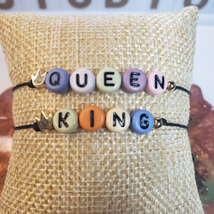 Crown Queen and King Couples Cord Bracelet