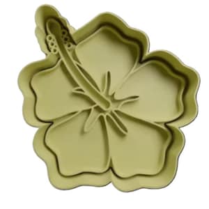2 PCS: Flower/Hibiscus/ Hawaiian/Puerto Rican Flower Stamp & Cutter Set