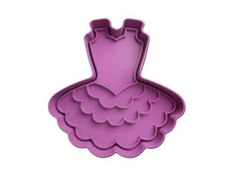 2 PCS: Ballet Tutu/Wedding Dress Stamp & Cutter Set/Polymer Clay/Cookie Cutter