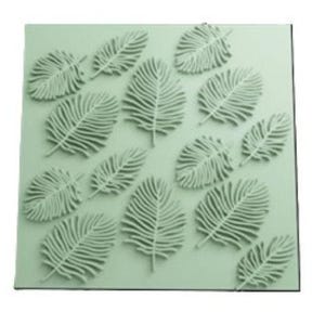 May include: A green silicone baking mat with a repeating pattern of leaf shapes. The mat is designed for creating decorative sugar paste or fondant leaves for cakes and other desserts.