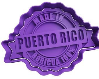 2 PCS: Made In Puerto Rico Stamp & Cutter Set/Polymer Clay/Cookie Cutter
