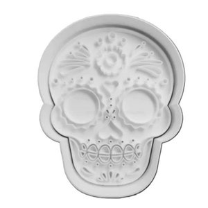 2 PCS Cookie Cutter/Polymer Clay: Skull/Calavera/Dia del Muerto/Sugar Skull Stamp & Cutter Set