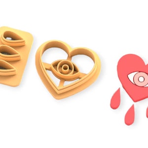 Anti-Valentine&#39;s Day Heart Blood Eye Clay Cutter/Valentine&#39;s Day Polymer Clay Cutter/Crying Heart