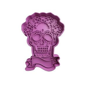 2 PCS: Skull/Calavera With Name Plate Stamp & Cutter Set