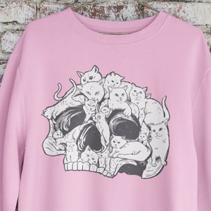 Cats Skull,  Aesthethic clothing, Cat mom, Goth Clothing, Goth shirt, pastel goth, Crewneck, Hoodie Sweatshirt, Plus size sweatshirt, dark