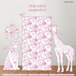H4430-31 -4 Piece Pink Safari Set Coroplast Party Props decorations cutouts NO STAND included