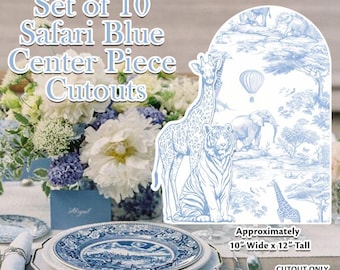 H4669 Set of 10 Blue Safari Center Pieces Coroplast NO STAND included