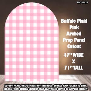 H4745- 6FT Pink Buffalo Plaid Arched  Coroplast Party Panel Props decorations  NO STAND included