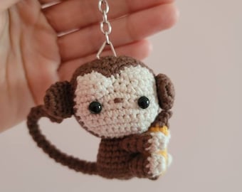 Mother s Day Gift, Gifts for Her, Crochet Monkey Keychain Amigurumi Monkey keychain Purse/Bag Accessory Stuffed Monkey