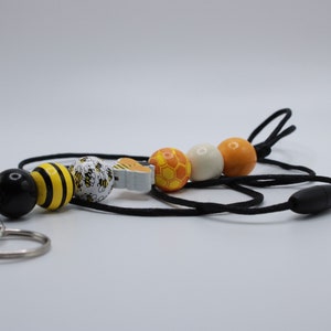 Key Lanyard| Lanyard| Badge Lanyard| Bee Lanyard| Gift Idea| Teacher Lanyard| Nurse Lanyard| Wood Bead Lanyard