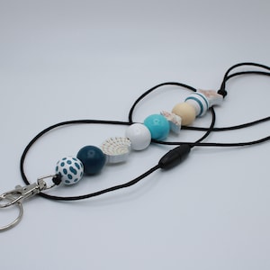 Lanyard| Beach Lanyard| Wood beads| Bead lanyard| Beach Theme| Ocean Wood beads| Beach Beads| Key lanyard| Badge Lanyard