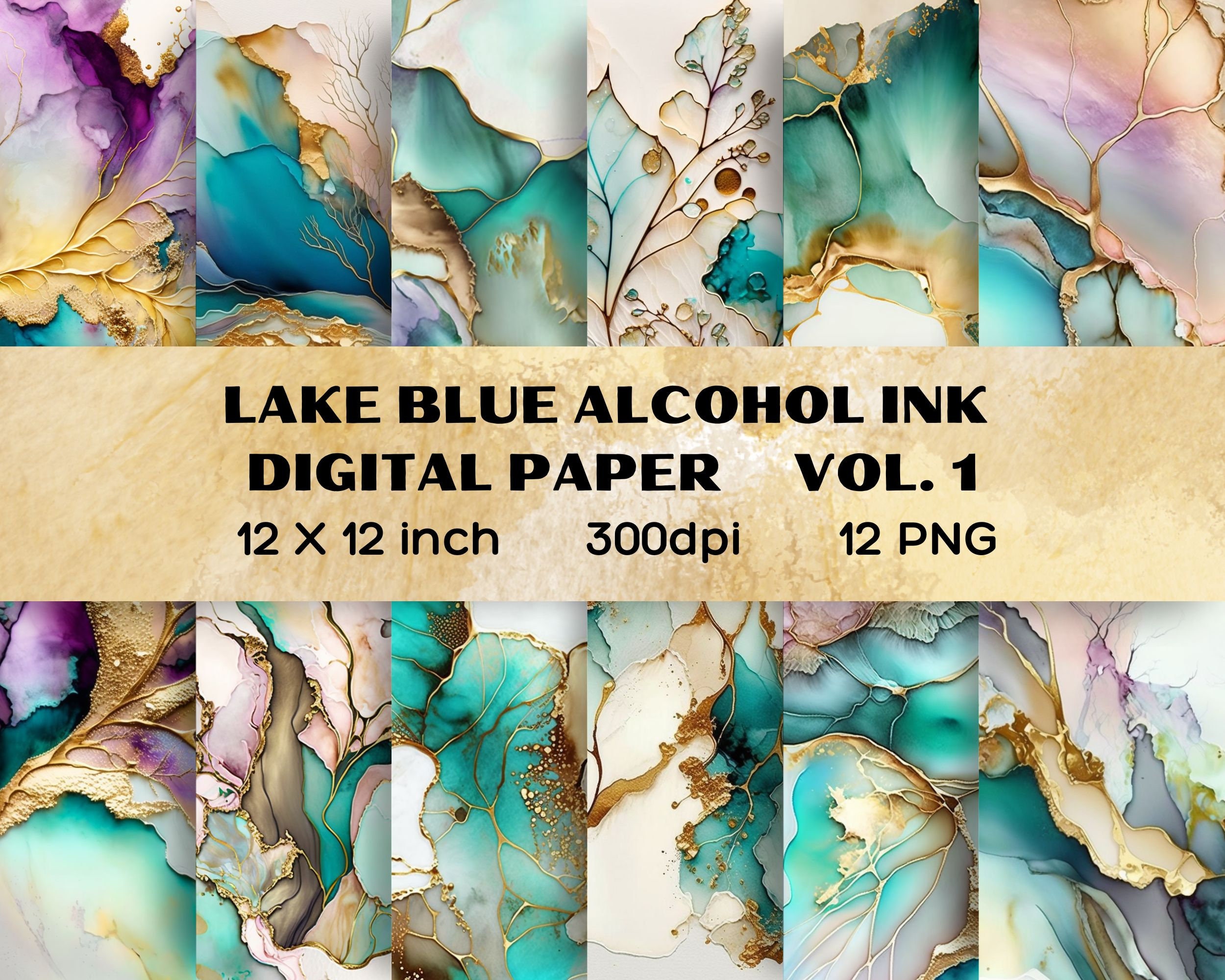 Alcohol Ink Digital Paper, Blush Pink Fluid Ink Art, Seamless Ink Patterns,  Blue Alcohol Ink Paper, Gold Foil Marble, Seamless Alcohol Ink, 