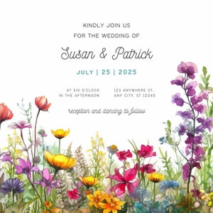 Aquarell Blumen Bordüren - Wilde Blumen Bordüren - Wilde Blumen - Aquarell Blumen Clipart - Einladung Borders - Hochzeit Clipart - Clipart