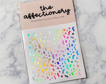 Confetti Decal Sheet // Holo Stickers, Confetti Stickers, Sparkle Stickers, Tiny Holographic Stickers, Polco Stickers, Bujo Stickers