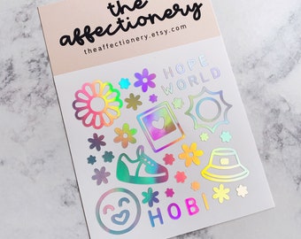 Hoseok Vibes Decal Sheet // Handmade ARMY Bomb Stickers, BTS-Inspired Decals, j-hope-Inspired Decal Set, Holo Hobi Stickers