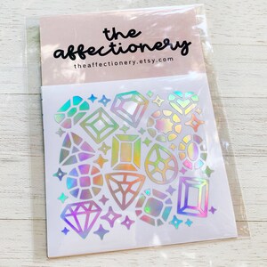 Precious Gems Decal Sticker Sheet // Lightstick Decals, Sparkle Decals, Polco Stickers, Gemstone Stationery, Holo Stickers, Carat Decals