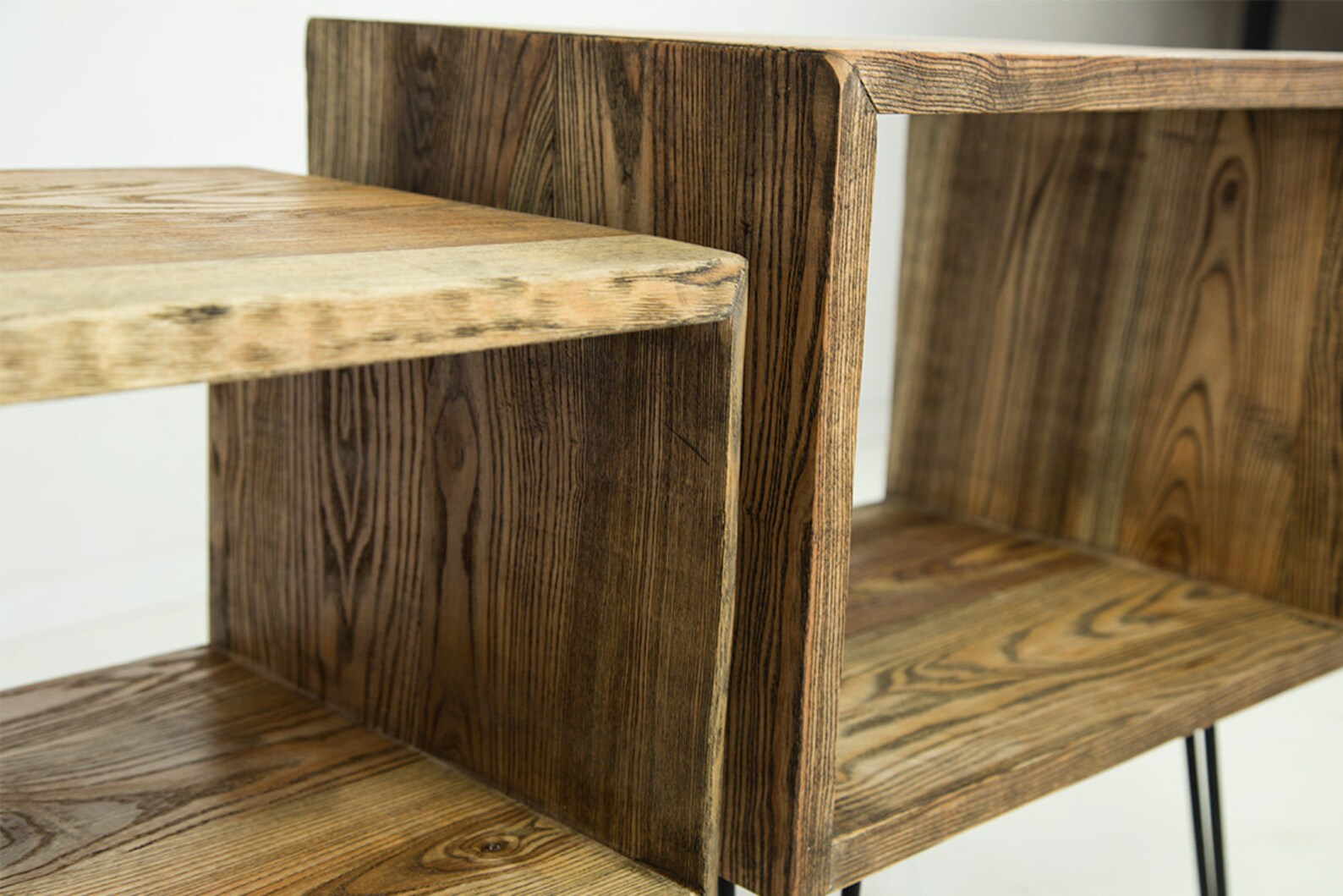 Natural wood nightstand Industrial simple nightstands Rustic Etsy