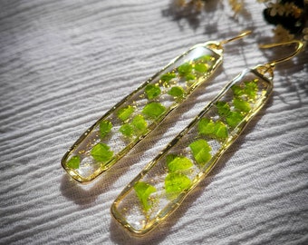Fern And Crushed Green Stone Earrings