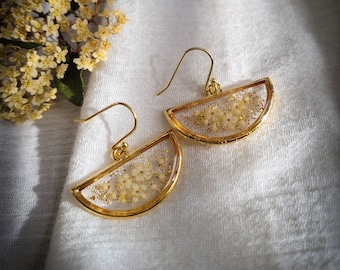 Pressed Flower Earrings | Gold Nature Earrings