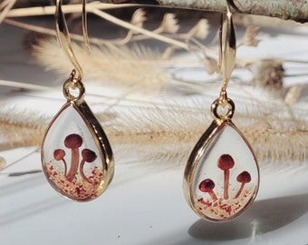 Mushroom And Carnelian Crystal Earrings