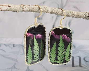 Pressed Fern Earrings, Enchanted Forest, Nice Gift For Natures Lovers