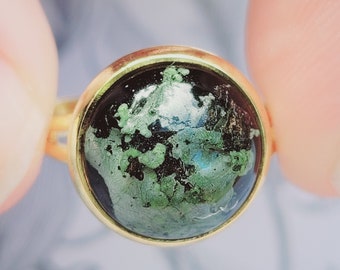 Moss Resin Ring, Dark Academia Ring.