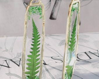 Fern And Crushed Green Stone Earrings